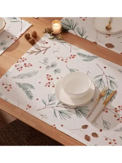 2er-Set: Tischsets "Christmas Bonte" in Weiß/ Grün - (L)50 x (B)40 cm