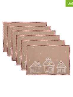 6er-Set: Tischsets in Beige - (L)22 x (B)48 cm