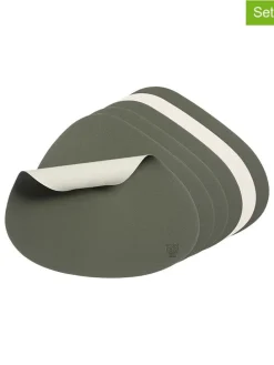 6er-Set: Tischsets in Grün/ Creme - (L)44 x (B)37 cm