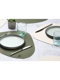 6er-Set: Tischsets in Grün/ Creme - (L)44 x (B)37 cm