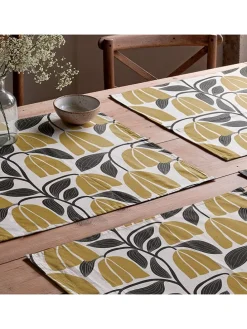 2er-Set: Tischsets "Nekane" in Weiß/ Gelb/ Grau - (L)50 x (B)40 cm