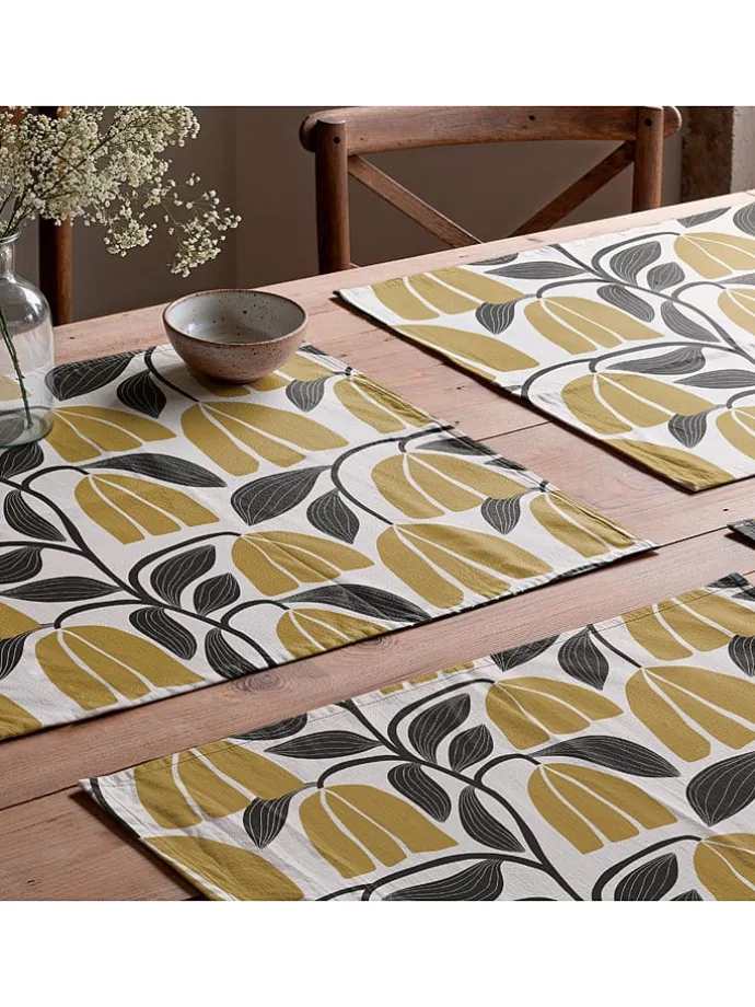 2er-Set: Tischsets "Nekane" in Weiß/ Gelb/ Grau - (L)50 x (B)40 cm