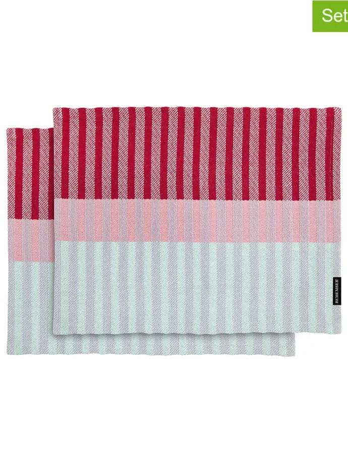 2er-Set: Tischsets "Vivi" in Rot/ Rosa/ Mint - (L)43,5 x (B)32 cm