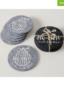 2er-Set: Untersetzer "BBQ" in Grau/ Anthrazit - 2x 6 Stück