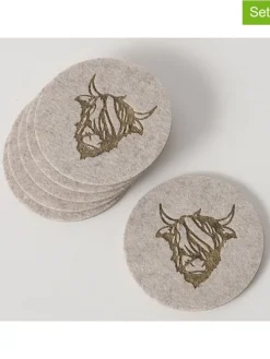 6er-Set: Untersetzer "Manzo" in Beige - Ø 10 cm