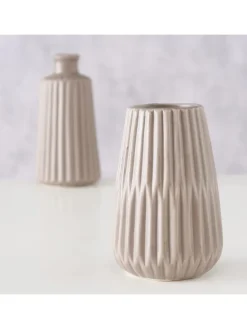 2er-Set: Vasen "Esko" in Hellbraun