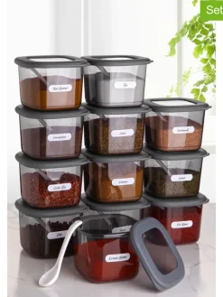 12er-Set: Vorratsbehälter in Grau - 550 ml