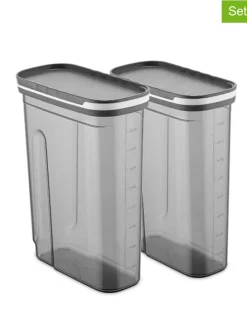 2er-Set: Vorratsbehälter in Grau - 1,8 l