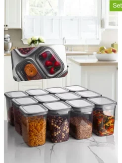 12er-Set: Vorratsbehälter in Grau - 2 l