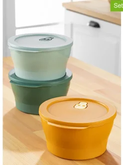 3er-Set: Vorratsbehälter in Orange/ Grün/ Hellblau - (H)10 cm