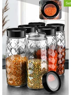 6er-Set: Vorratsgläser in Schwarz - (H)26 x Ø 10 cm