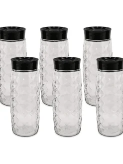 6er-Set: Vorratsgläser in Schwarz - (H)26 x Ø 10 cm