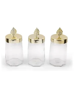 3er-Set: Vorratsgläser in Transparent/ Gold - (H)20 cm