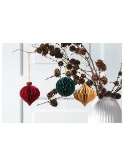 3er-Set: Wabenbälle "Christmas" in Creme/ Rot/ Grün