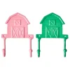 2er-Set: Wandhaken "Farm" in Pink/ Grün - (B)13,5 x (H)19 cm