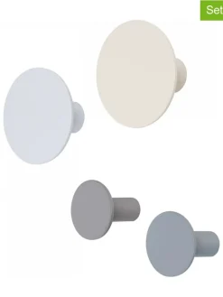 4er-Set: Wandhaken "Ponto" in Creme/ Weiß/ Grau