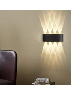 2er-Set Wandleuchte LED in schwarz Modern warmweiß 7W IP65 Up Down L 22cm