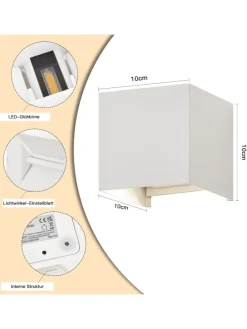4er-Set Wandleuchte LED 5W in weiß modern 3000K warmweiß IP65