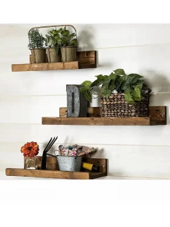 3er-Set: Wandregale in Braun