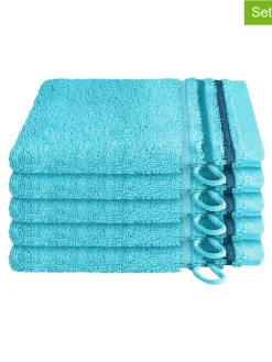 5er-Set: Waschhandschuhe "Skyline" in Türkis