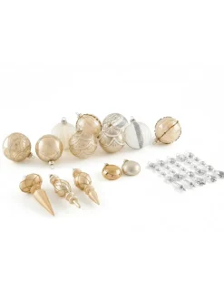 35er-Set Weihnachtsbaumkugeln BLING in Gold/Silber/Transparent