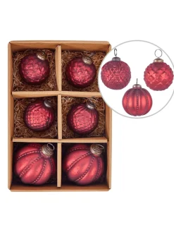 6er-Set Weihnachtsbaumkugeln ARGENTIN in Rot