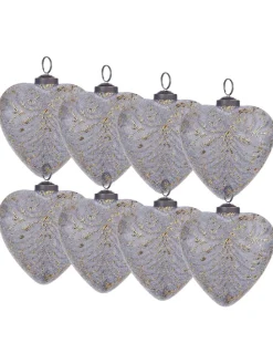 8er-Set Weihnachtsbaumkugeln FERIABLE in Grau/Gold/Silber