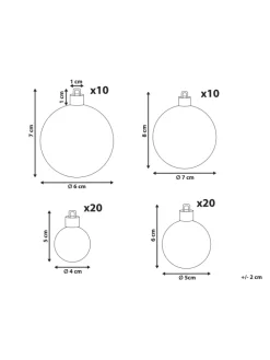 60er-Set Weihnachtsbaumkugeln TINNSJA in Silber
