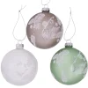 3er-Set: Weihnachtskugeln "Venla" in Braun/ Grün/ Weiß - Ø 8 cm