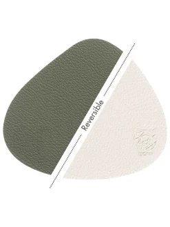 6er-Set: Wende-Untersetzer in Creme/ Grün - (L)13 x (B)11 cm