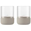 2er-Set: Windlichter "Calma" in Beige - (H)9 x Ø 7 cm