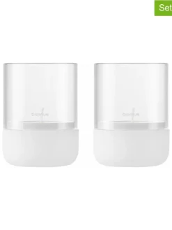 2er-Set: Windlichter "Calma" in Weiß - (H)9 x Ø 7 cm