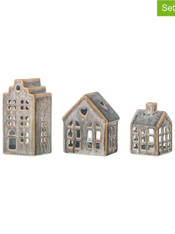 3er-Set: Windlichter ''Kalia'' in Grau