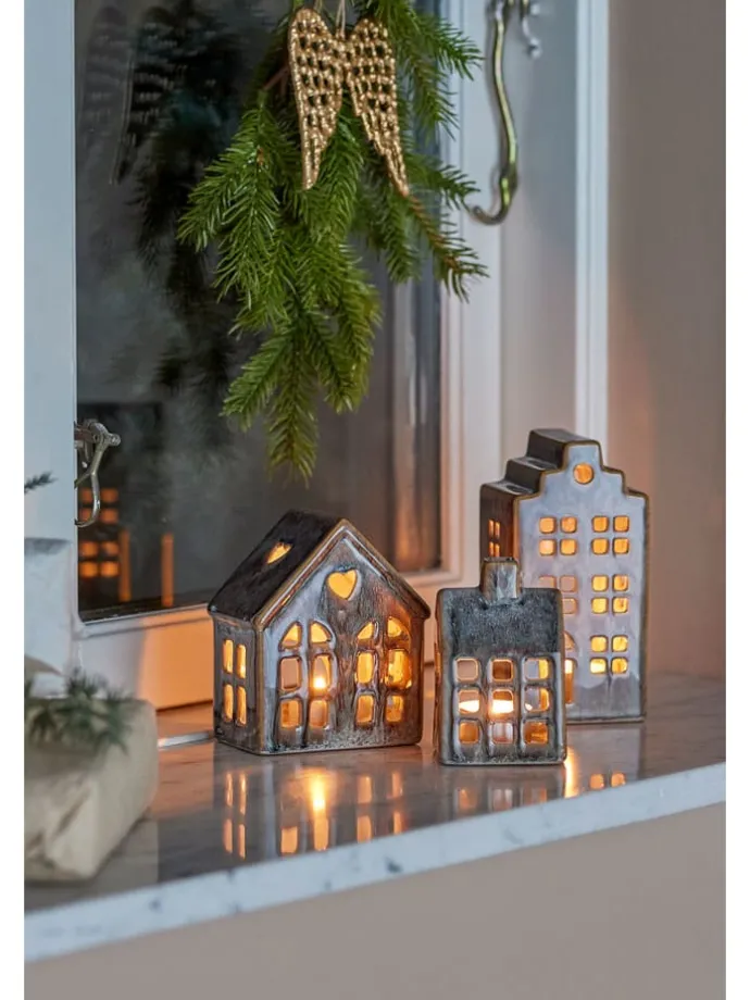 3er-Set: Windlichter ''Kalia'' in Grau