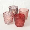 4er-Set: Windlichter "Marilu" in Rosa/ Pink/ Lila - (H)7,5 x Ø 7,5 cm