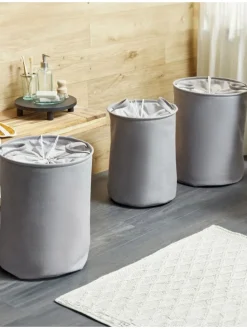 3er-Set Wäschekörbe ARCHA in Grau