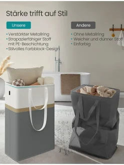 2er-Set: Wäschekörbe in Dunkelgrau/ Weiß - (B)40 x (H)65 x (T)30 cm