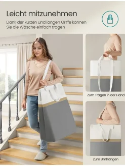 2er-Set: Wäschekörbe in Dunkelgrau/ Weiß - (B)40 x (H)65 x (T)30 cm