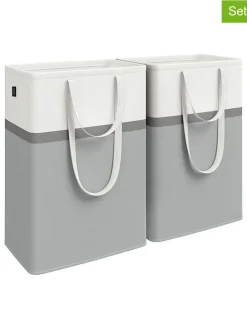 2er-Set: Wäschekörbe in Grau/ Weiß - (B)40 x (H)65 x (T)30 cm