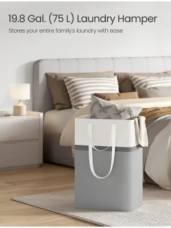 2er-Set: Wäschekörbe in Grau/ Weiß - (B)40 x (H)65 x (T)30 cm