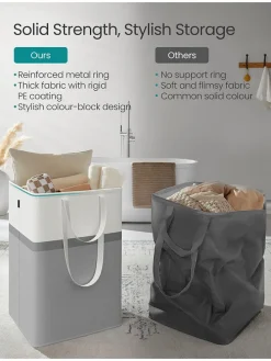 2er-Set: Wäschekörbe in Grau/ Weiß - (B)45 x (H)65 x (T)40 cm