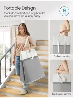 2er-Set: Wäschekörbe in Grau/ Weiß - (B)45 x (H)65 x (T)40 cm