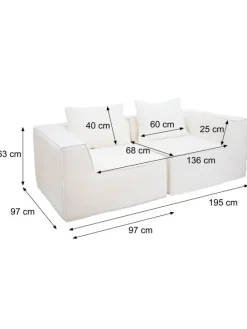 2er-Sofa O54, Creme