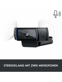 Erstklassige Webcam C920 mit 1080p Full-HD - gestochen in Schwarz