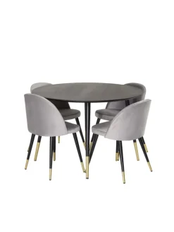 Essgruppe Dipp 2 (5-teilig) Schwarz 115 x 115 cm