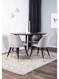 Essgruppe Dipp 2 (5-teilig) Schwarz 115 x 115 cm