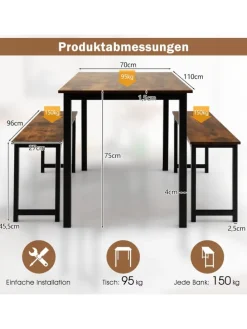 Essgruppe 3er-Set in Braun
