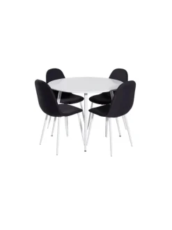 Essgruppe Plaza 4 (5-teilig) Schwarz 100 x 100 cm