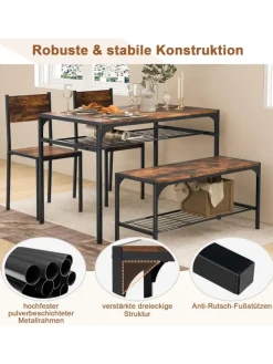 Esstisch 4 tlg. Set in Braun