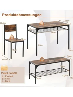 Esstisch 4 tlg. Set in Braun